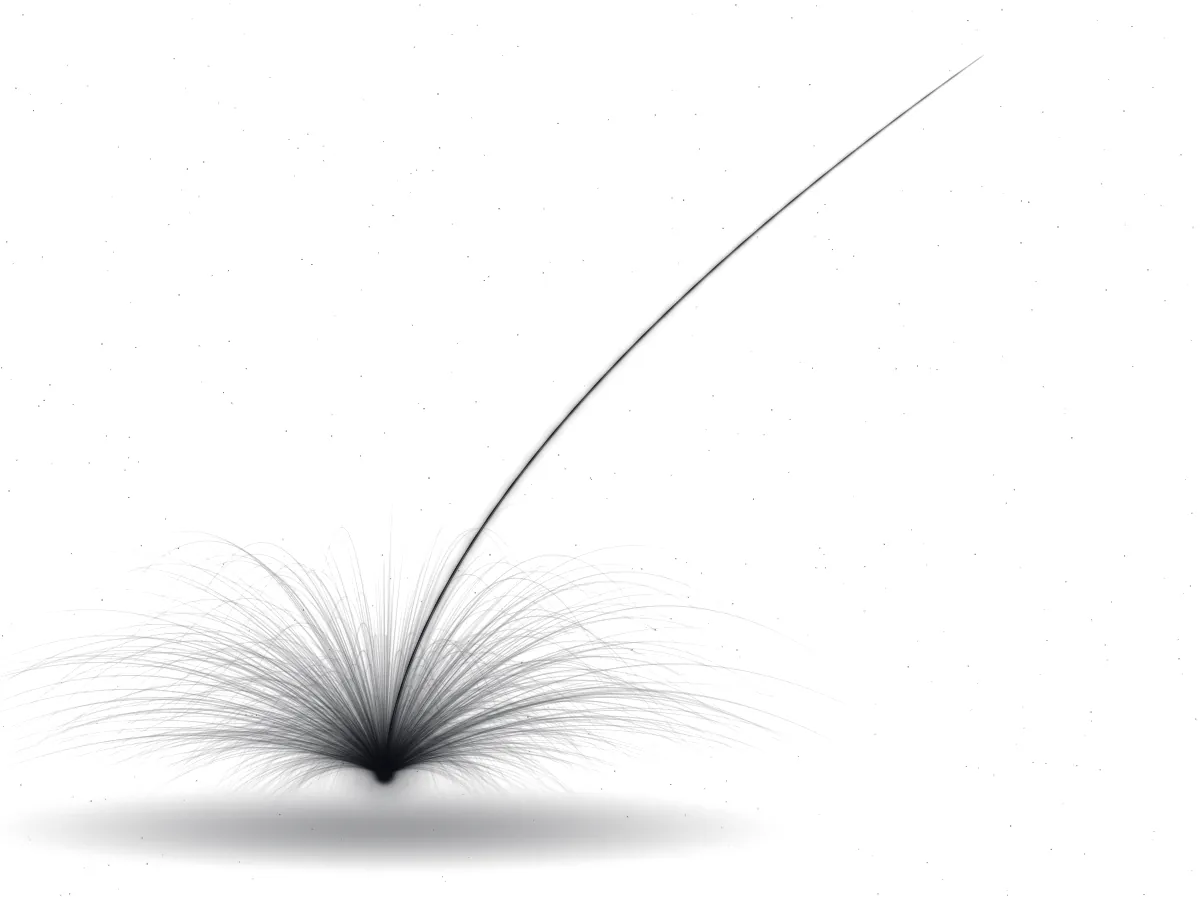 A light streak rising from a fountain of sparks